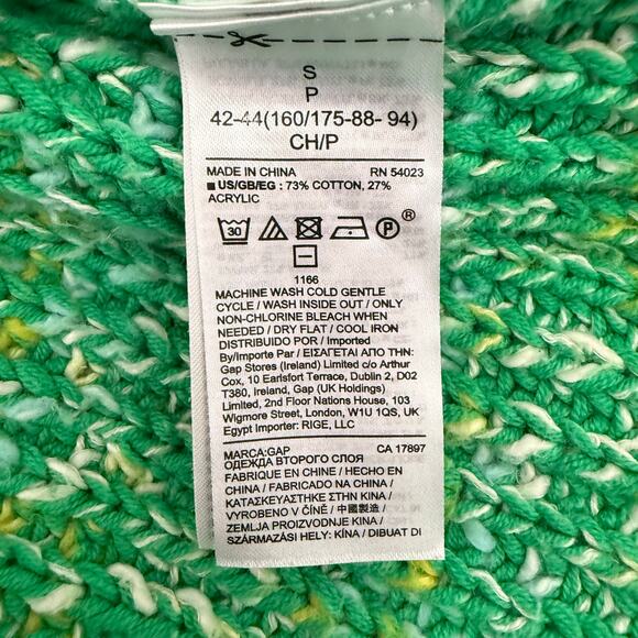 Y2K Gap Neon Multicolor Cable Knit Chunky Sweater Balloon Sleeve S - Picture 5 of 6